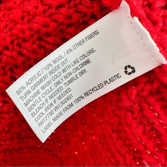 Merona Red Cable knit crew neck pullover Sweater sz Large - Picture 5 of 7